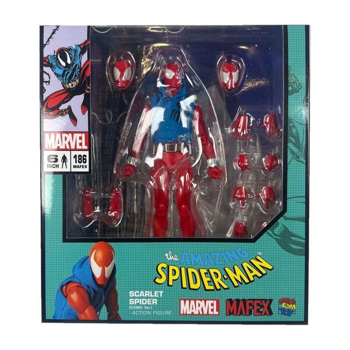 MAFEX No.186 SCARLET SPIDER(COMIC Ver.) — package reference photo, white background | 0d0b68aacc8ac273