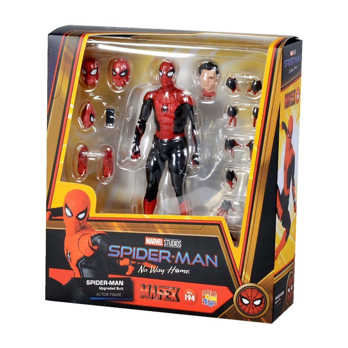 MAFEX No.194 SPIDER-MAN Upgraded Suit(NO WAY HOME) — package reference photo, white background | c07d485744b99689